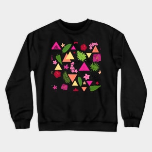 Colorful Flowers, Leaves and Triangles Crewneck Sweatshirt